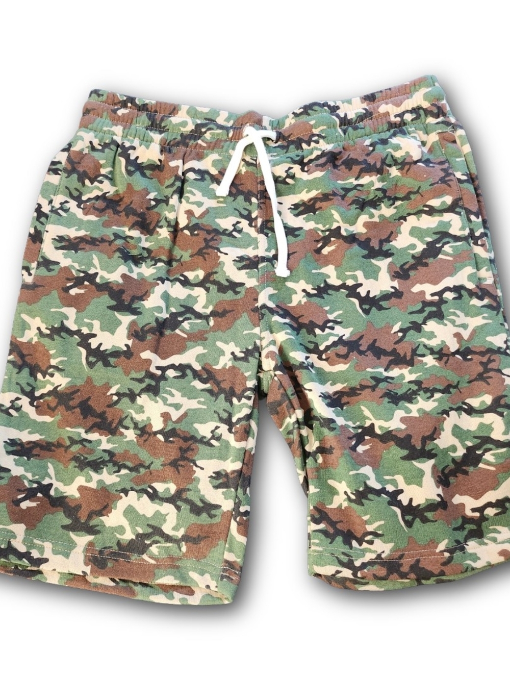 Woodland Camo Sweat Shorts - Size XL